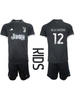Billige Juventus Alex Sandro #12 Tredjedraktsett Barn 2023-24 Kortermet (+ Korte bukser)